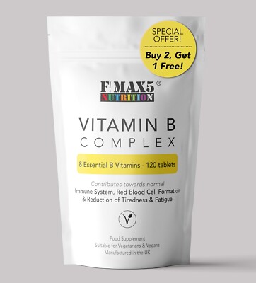 120 Vitamin B Complex tablets - 8 High Strength B Vitamins Biotin B12 folic acid