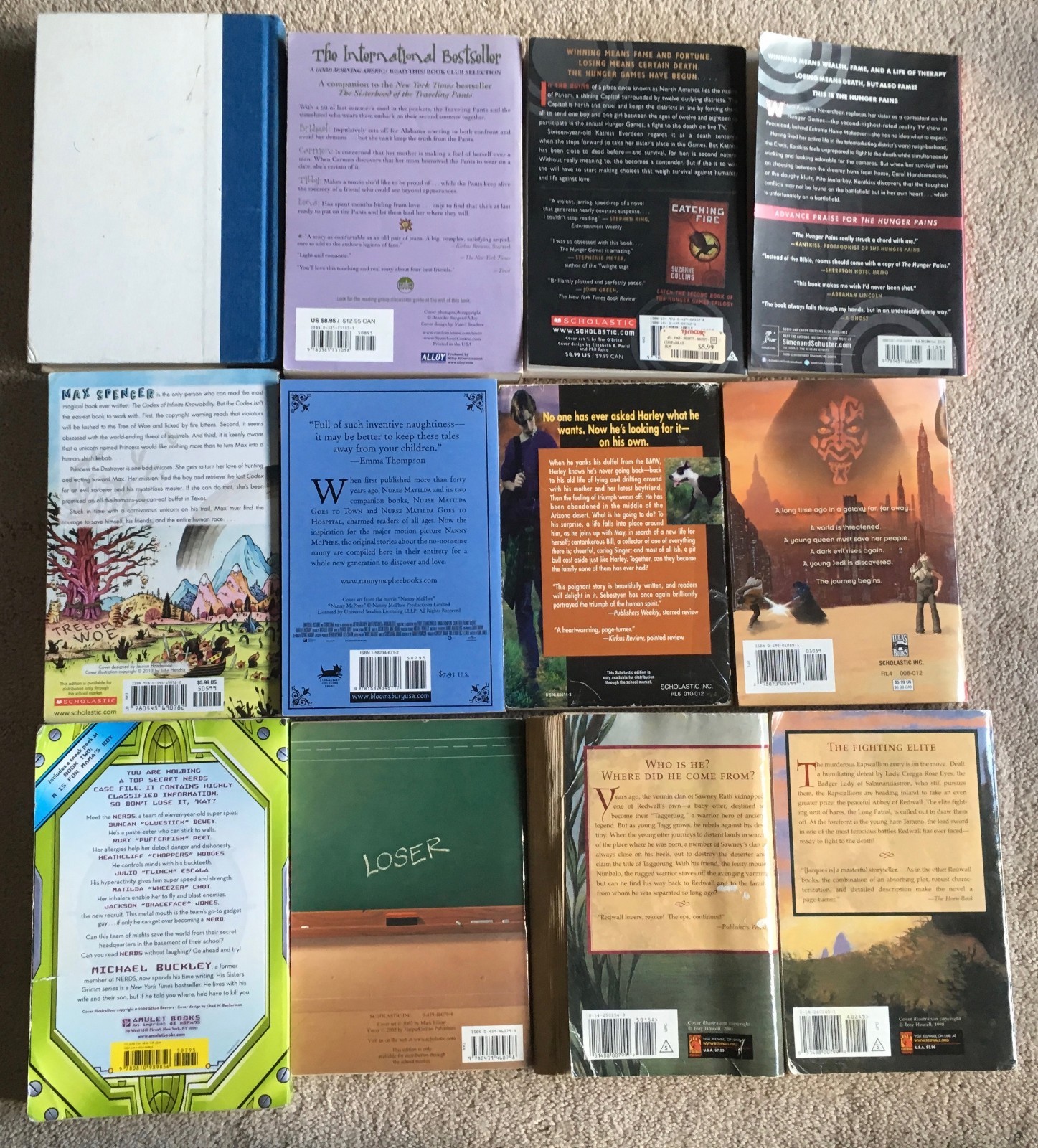 Mixed Lot 60 Middle School Books: Sachar Jacques Alcott Hiaasen White Clearly