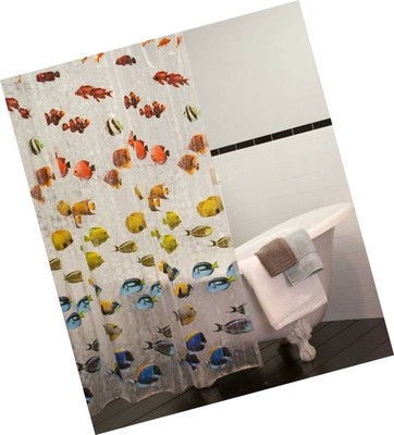 MAYTEX Photoreal New School Waterproof PEVA Shower Curtain Clear