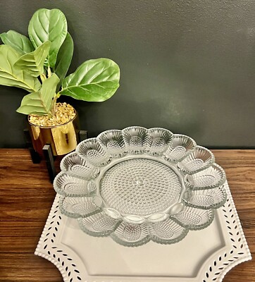 Vintage Indiana Glass Crystal  Relish And Egg Tray. Perfect NIB!