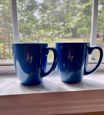 CORELLE COORDINATES STONEWARE 10 OZ.  Medium BLUE 4  COFFEE MUGS (SET OF 2) Cups