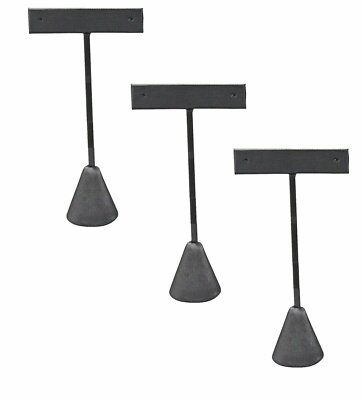 3 Steel Grey Faux Leather Earring T Stand Showcase Displays...