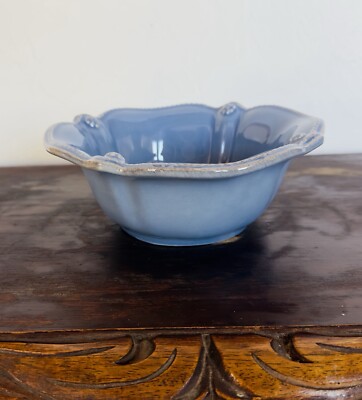 JULISKA BERRY & THREAD Chambray Blue Cereal Dessert Salad Bowl PORTUGAL