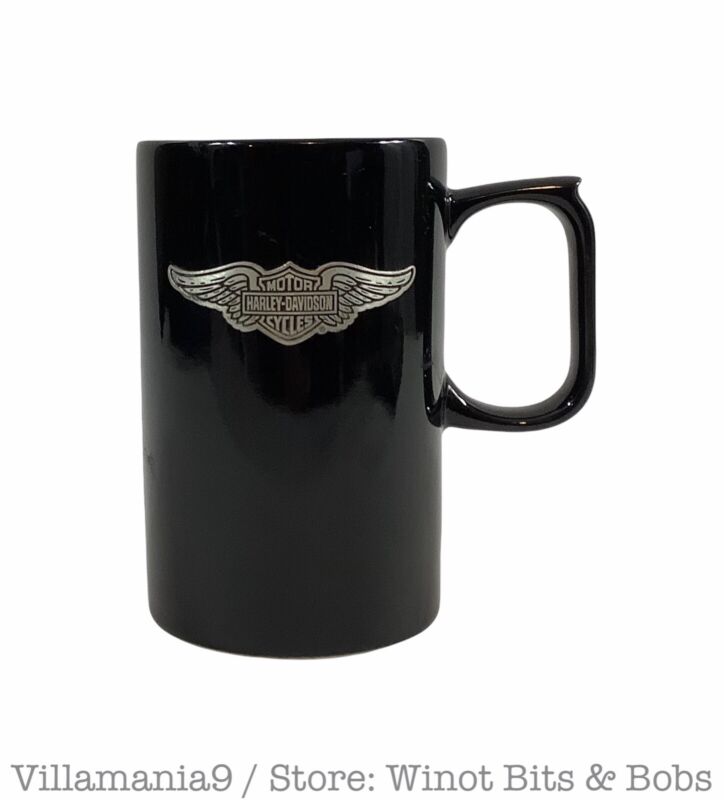 Harley-Davidson Black Coffee Mug Embossed Metal Wings HD Logo