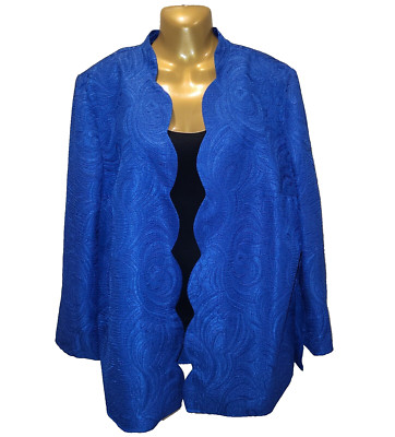 Koret Woman's Dress Jacket Scalloped Edges Royal Blue Plus Size 18 W Petite