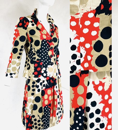 MOSCHINO CHEAP AND CHIC Epic Polka Dot Red Black Silk Skirt Jacket