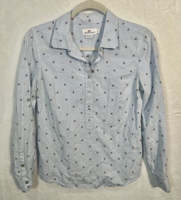New Without Tags Vineyard Vines Womens Blue Anchor Sailboat Top Shirt Sz 6