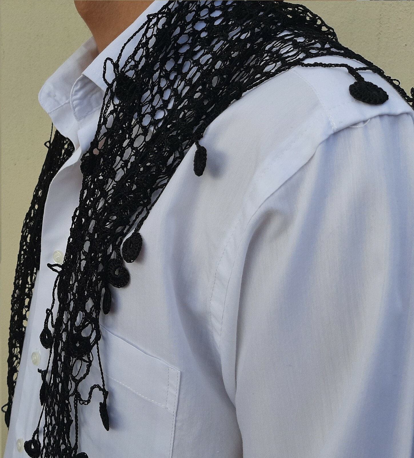 Pre-owned Handmade Traditional Cretan Sariki Turban/bandana/scarf  100% Greek Finest Silk In Black