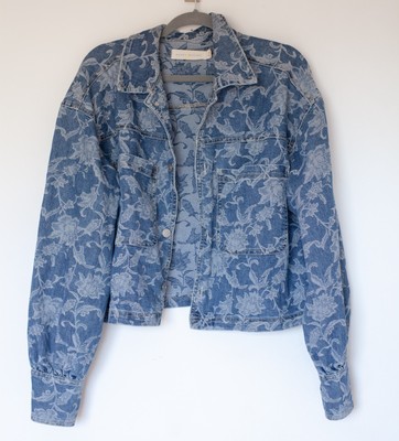 Happy Nature Kate Hudson Floral Denim Jacket Women s L