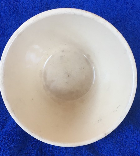 Vintage Watt YellowOvenware Pink Blue #8 8 inch Bowl Mixing Bowl USA Pottery