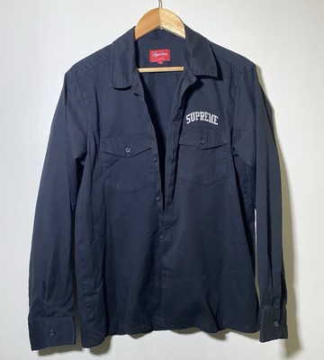 Supreme New York Arch Logo Workshirt Longsleeve Black Button Up Size Medium
