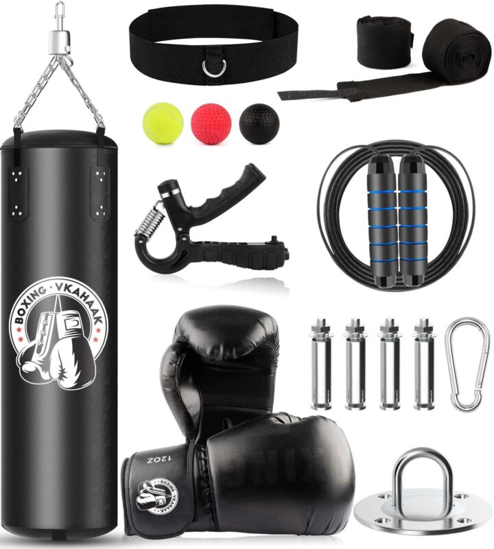 Heavy Boxing Punching Bag Training Gloves Speed Set Kicking MMA Workout GYM