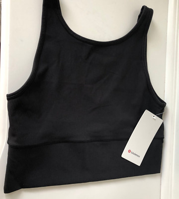 Lululemon Power Pivot Tank Ribbed Cropped size 12 Luxtreme Black - LW1CKAS BLK