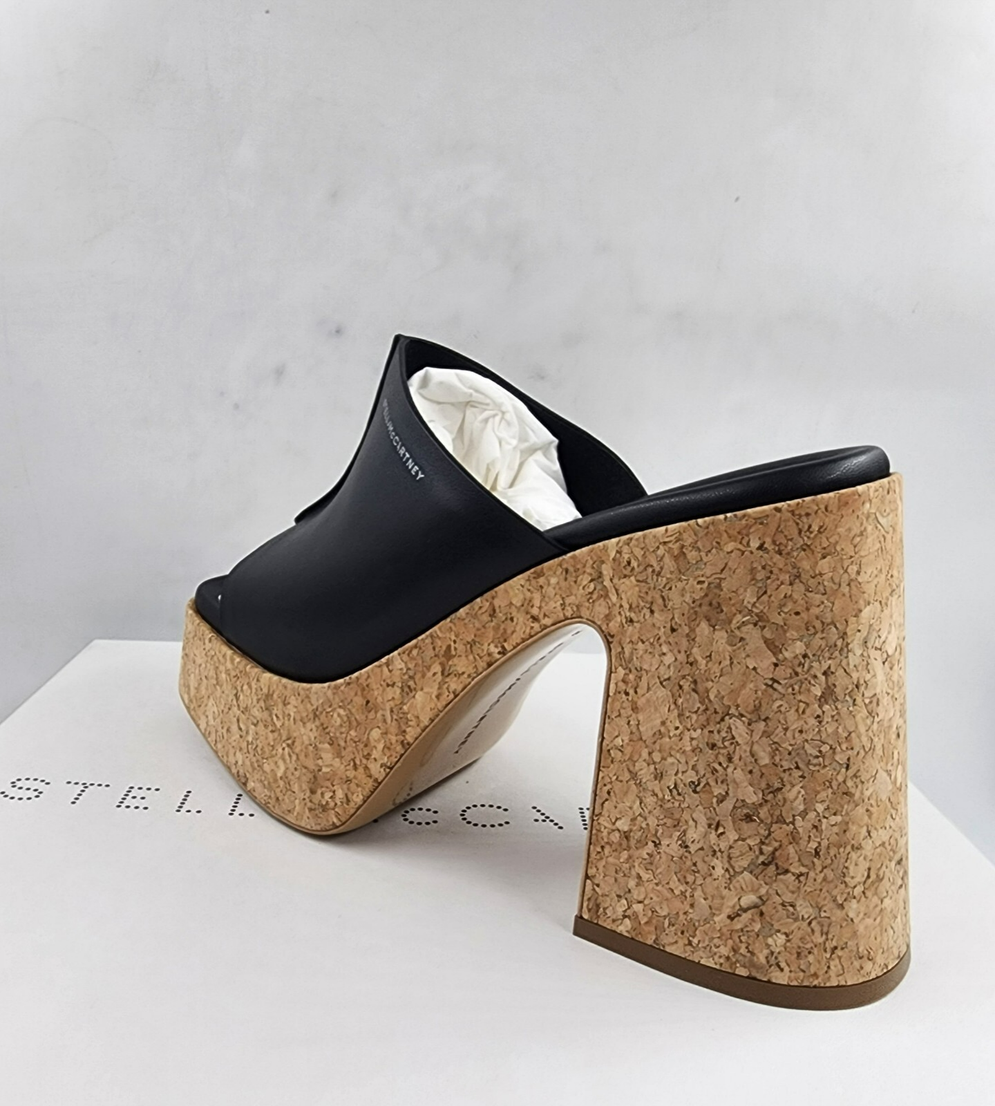 Stella McCartney Skyla Alter Eco Platform Sandals Womens 38.5/8.5US Black SlipOn - Picture 11 of 16