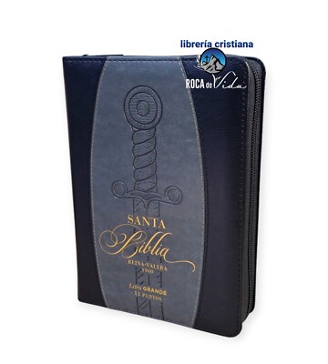 Biblia  con Cierre Espada  Compacta 11 puntos RV1960 gris y negro con indice 