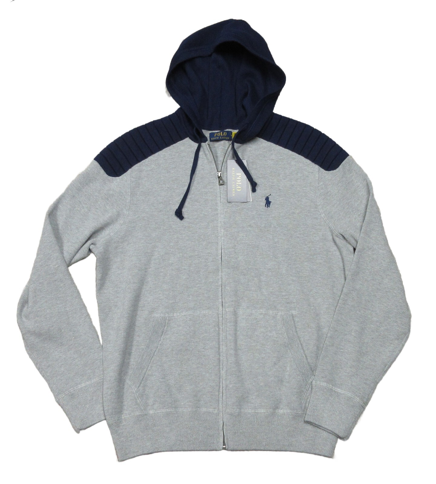 【POLO RALPH LAUREN】 ★ Ralph Hoodie ★ Polo Ralph Lauren Full Zip Hoodie Men XS Navy White Pony
