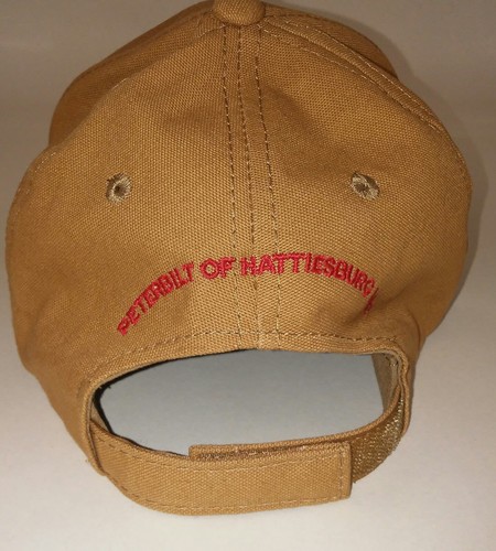 Peterbilt Motors Trucks Khaki Cap Hat American Flag Hook and Loop Adjustable