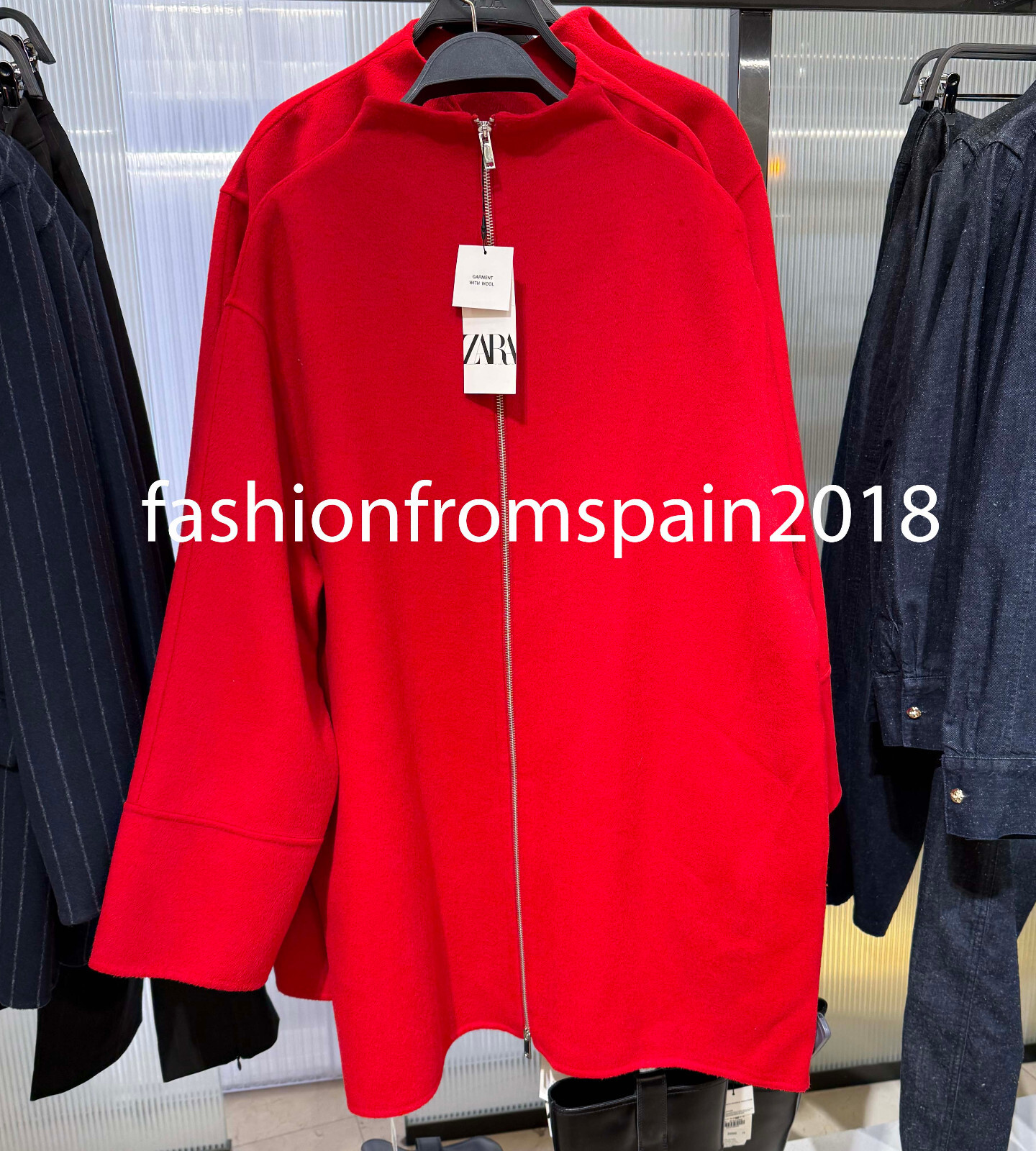 ZARA NEW WOMAN BACK-ZIP ZW COLLECTION WOOL JACKET DRESS RED ZARA NEW WOMAN BACK-ZIP ZW COLLECTION WOOL JACKET DRESS RED