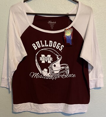 NWT Women s Klutch Mississippi State Bulldogs Maroon Top Shirt 3/4 Sleeves 1XL