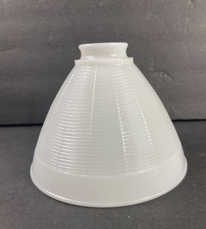 Corning Milk Glass Torchiere Difuse Light Lamp Shade Grid Pattern  8" Wide
