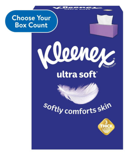 Kleenex Ultra Soft Facial Tissues, 4 Flat Boxes (480 Total Tissues)