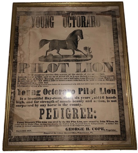 1857, WEST CHESTER, PA, ORIGINAL BROADSIDE, EQUESTRIAN HORSE