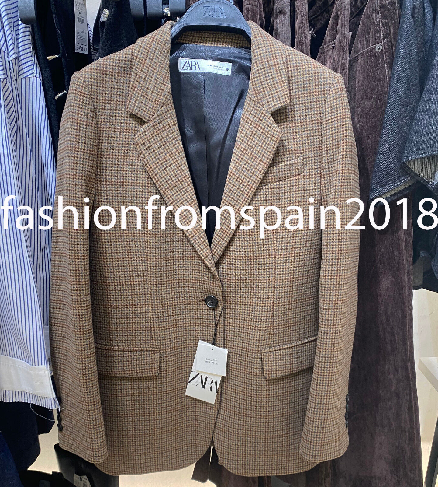 ZARA NEW WOMAN CHECKED WOOL BLAZER ZW COLLECTION JACKET ZARA NEW WOMAN CHECKED WOOL BLAZER ZW COLLECTION JACKET