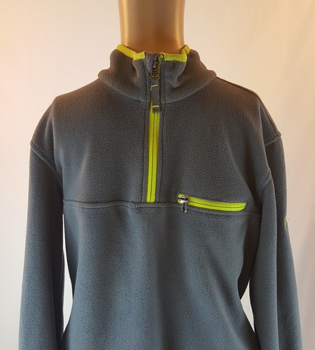 32 Degrees Weatherproof Boys Fleece 1/4 Zip Pullover Gray/Lime Green Size 14