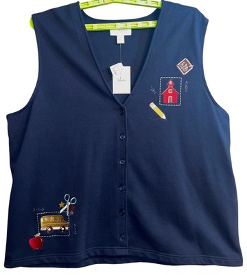 Teachers Vest C J Banks Embroidered Plus Sz 2X Women s NWT S