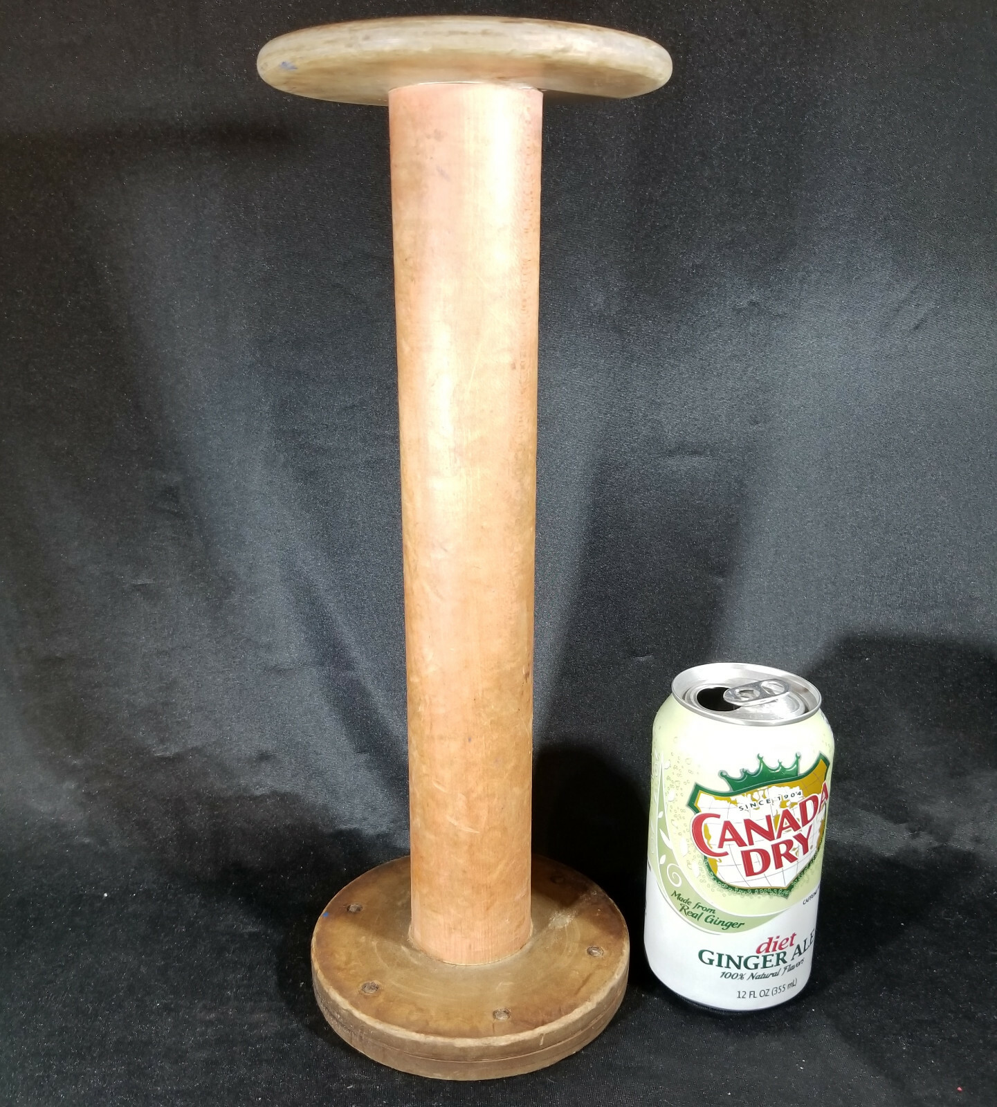 VINTAGE LARGE WOODEN INDUSTRIAL TEXTILE FACTORY SPOOL BOBBIN - 13