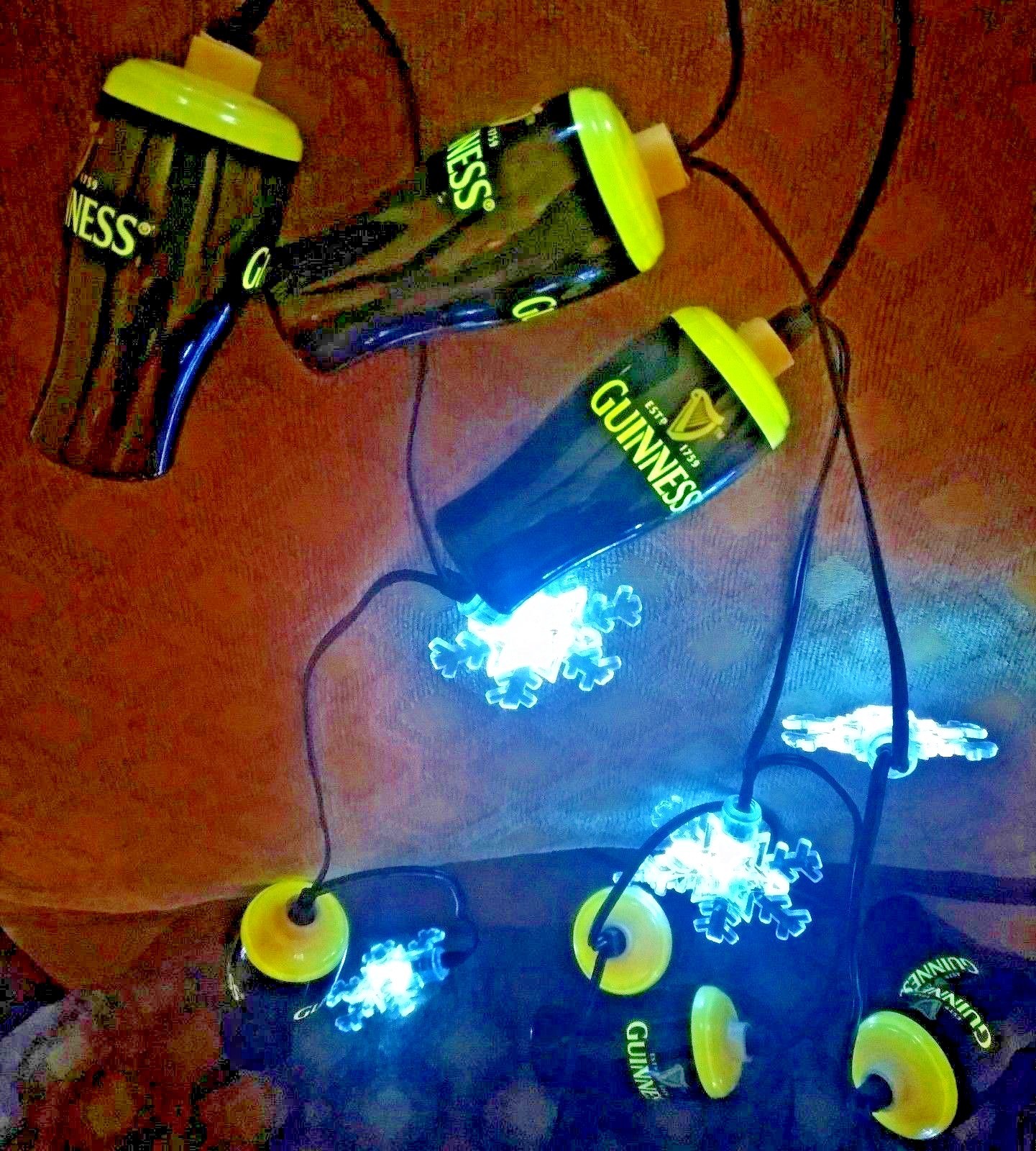 NIB NEW Guinness Holiday String Lights 15' Glowing Black Beer Glass & Snowflakes