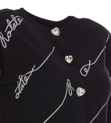 Pre-owned Rotate Birger Christensen Rotate By Birger Christensen Sequins Logo Cardigan In Black