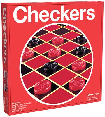 Pressman Checkers Classic Game With Folding Board and Interlocking Checkers 5''