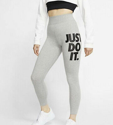 WOMENS NIKE SPORTSWEAR NSW LEG-A-SEE JUST DO IT LEGGINGS GREY UK SMALL LAST ONE