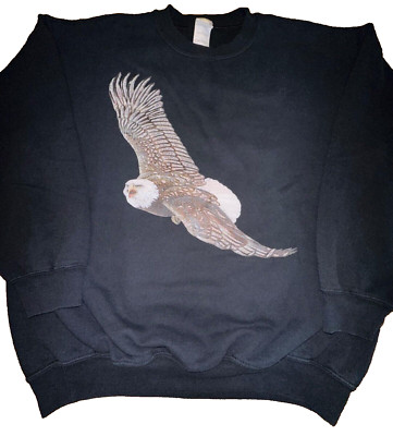 Gildan Heavyweight USA Flying Eagle Vintage Long Sleeve Nature Sweater Men's L