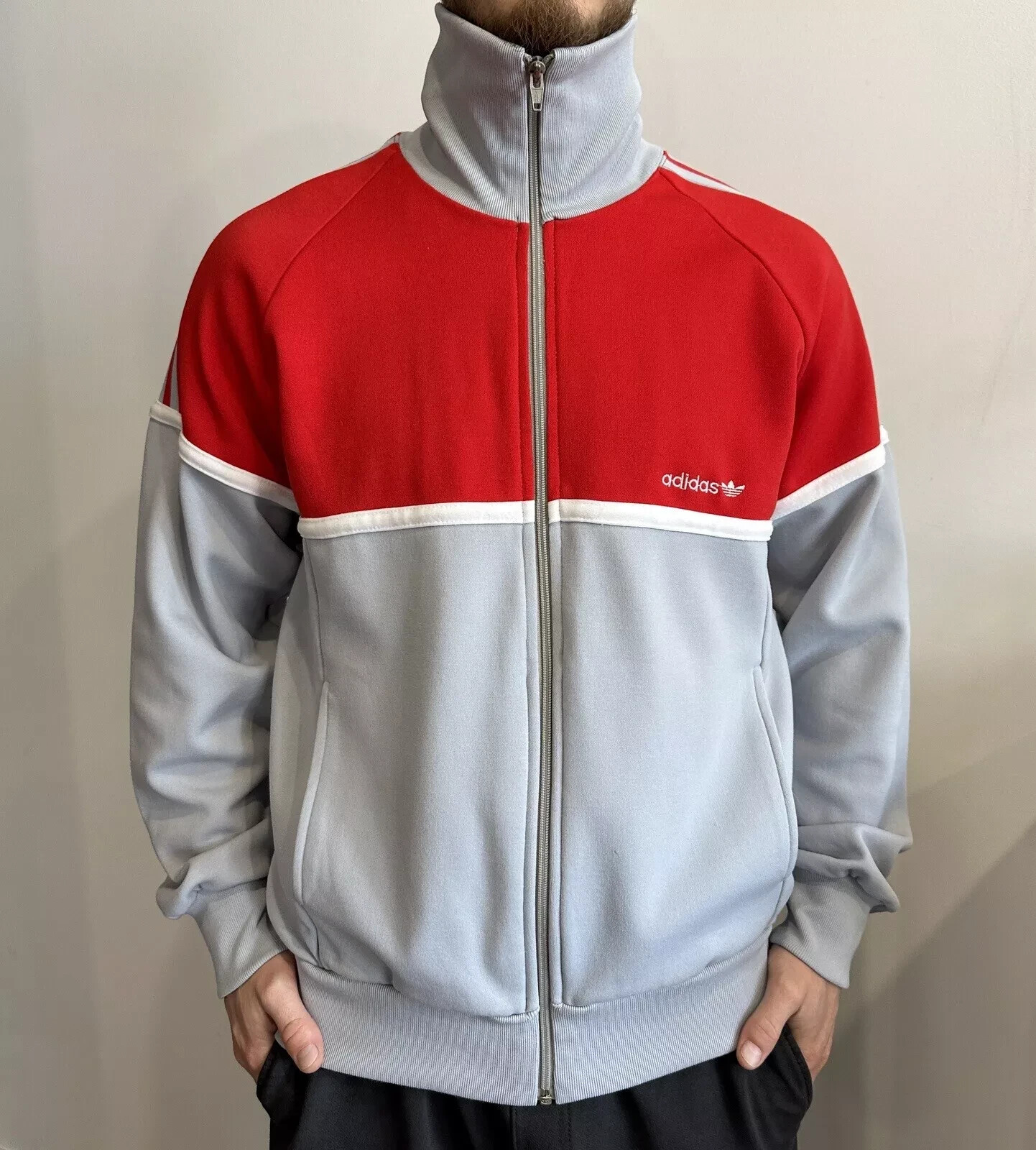 ジャケット・アウター 90s vintage old adidas track jacket y2k Adidas Vintage 90's Track Jacket Black & Blue White Stripes