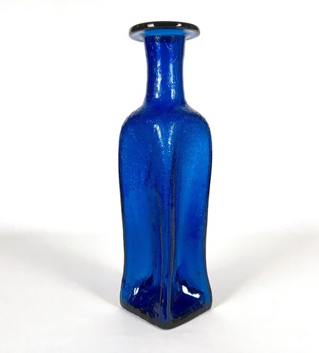 60s〜 BLENKO Glass Vase Vintage 1960s Blenko Bubble Glass Blue Oval Vase Wayne