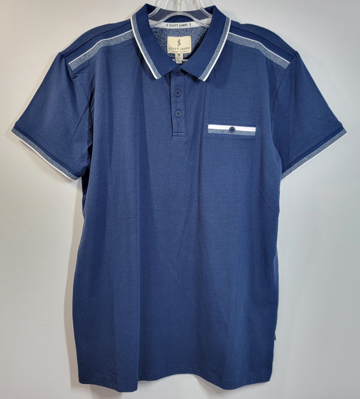 Scott James Polo Shirt Men's Size M Midnight Blue Short
