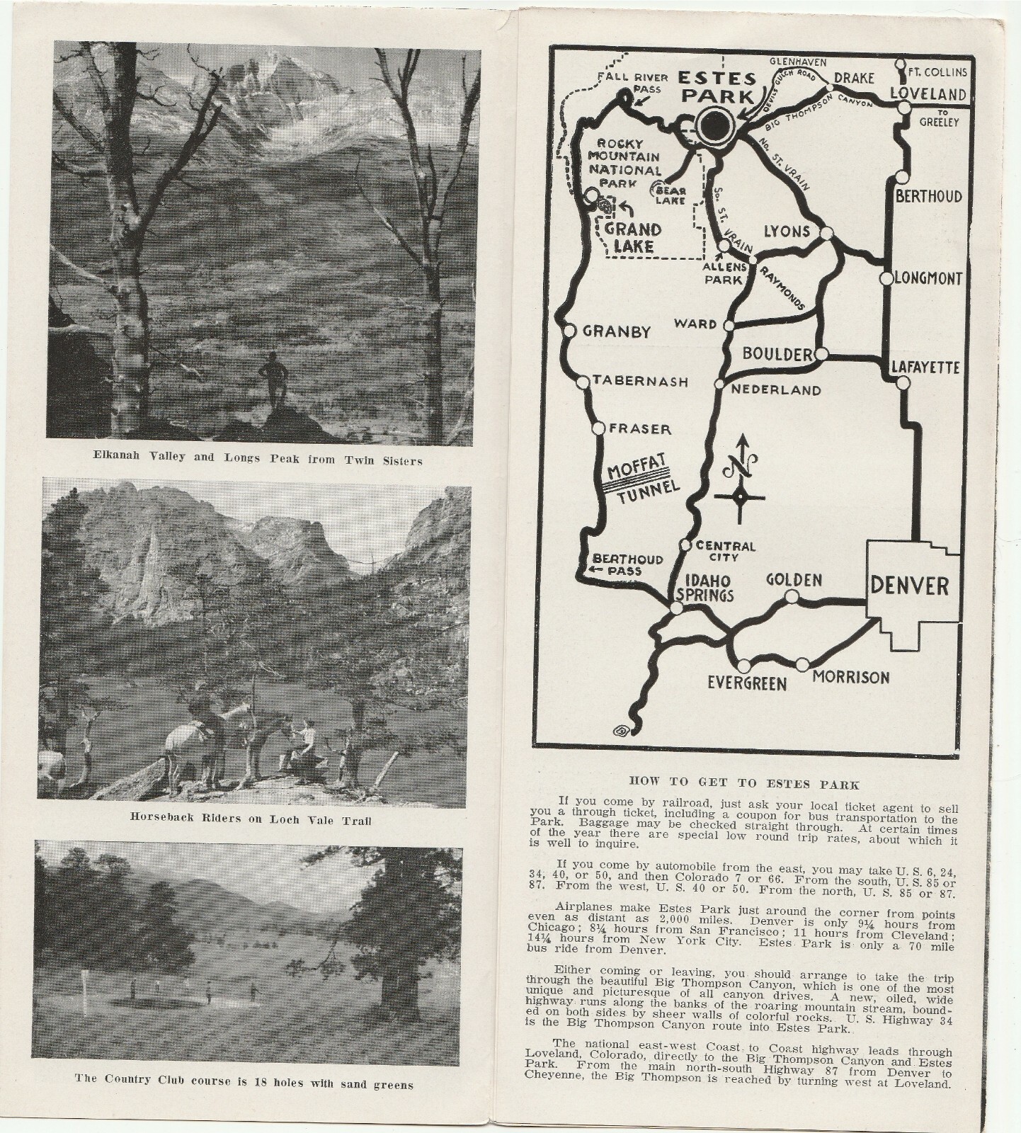ESTES PARK ROCKY MOUNTAIN NATIONAL PARK COLORADO MAP & PHOTOS circa 1940