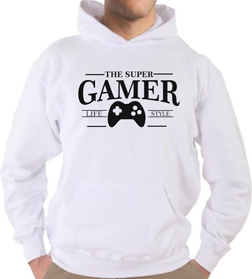 Felpa Con Cappuccio KJ2295 The Super Gamer Stile di Vita Gaming Life Duty Play 