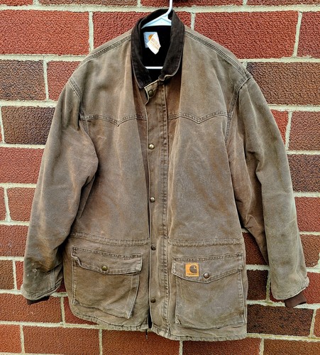 【週末限定セール】 vintage 70s carhartt chorecort Vintage Carhartt Detroit J97 MOS Green Thrashed Jacket Sun