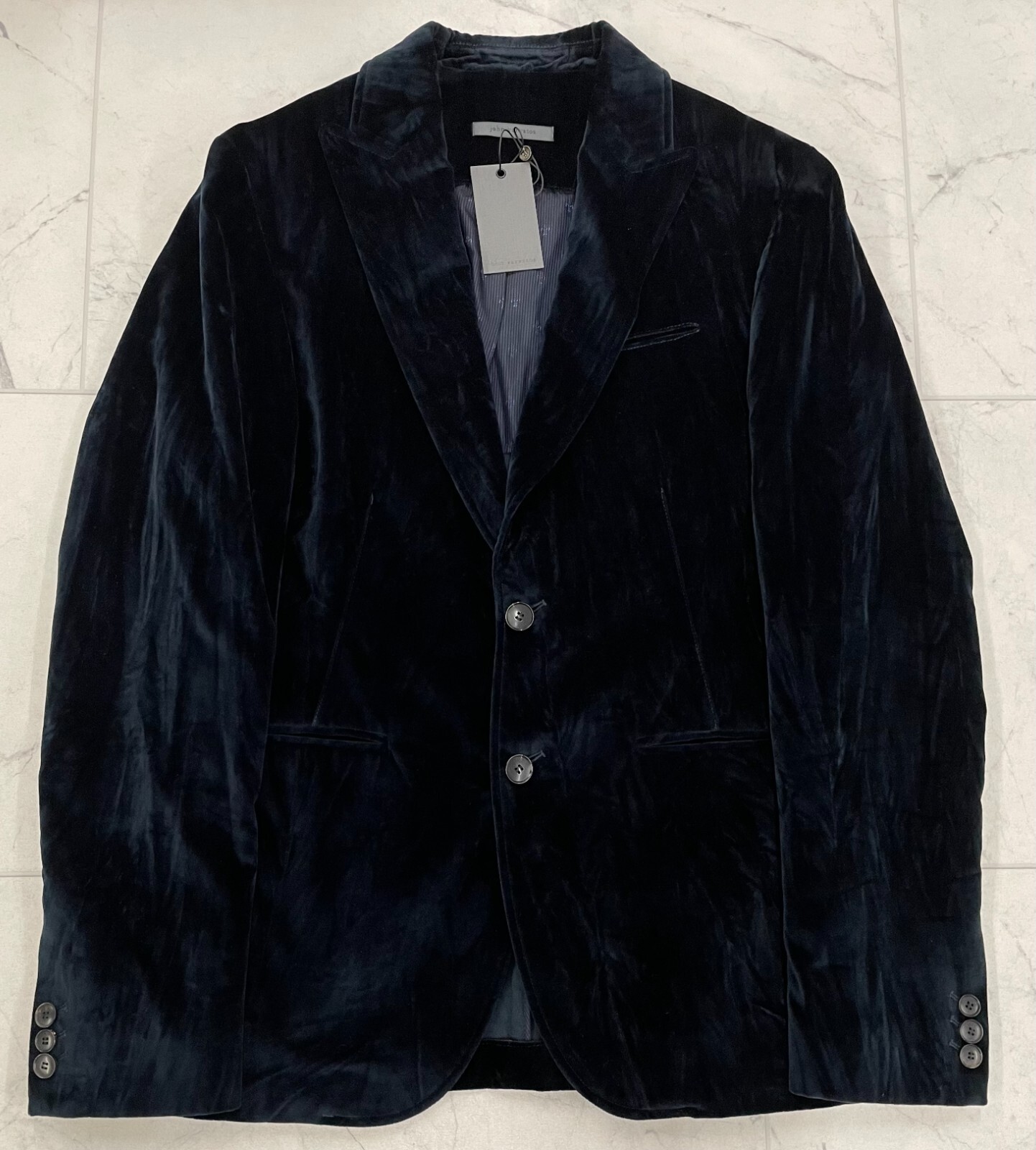 Pre-owned John Varvatos $1498  Velvet Blazer In Sapphire Size: 56 In Blue