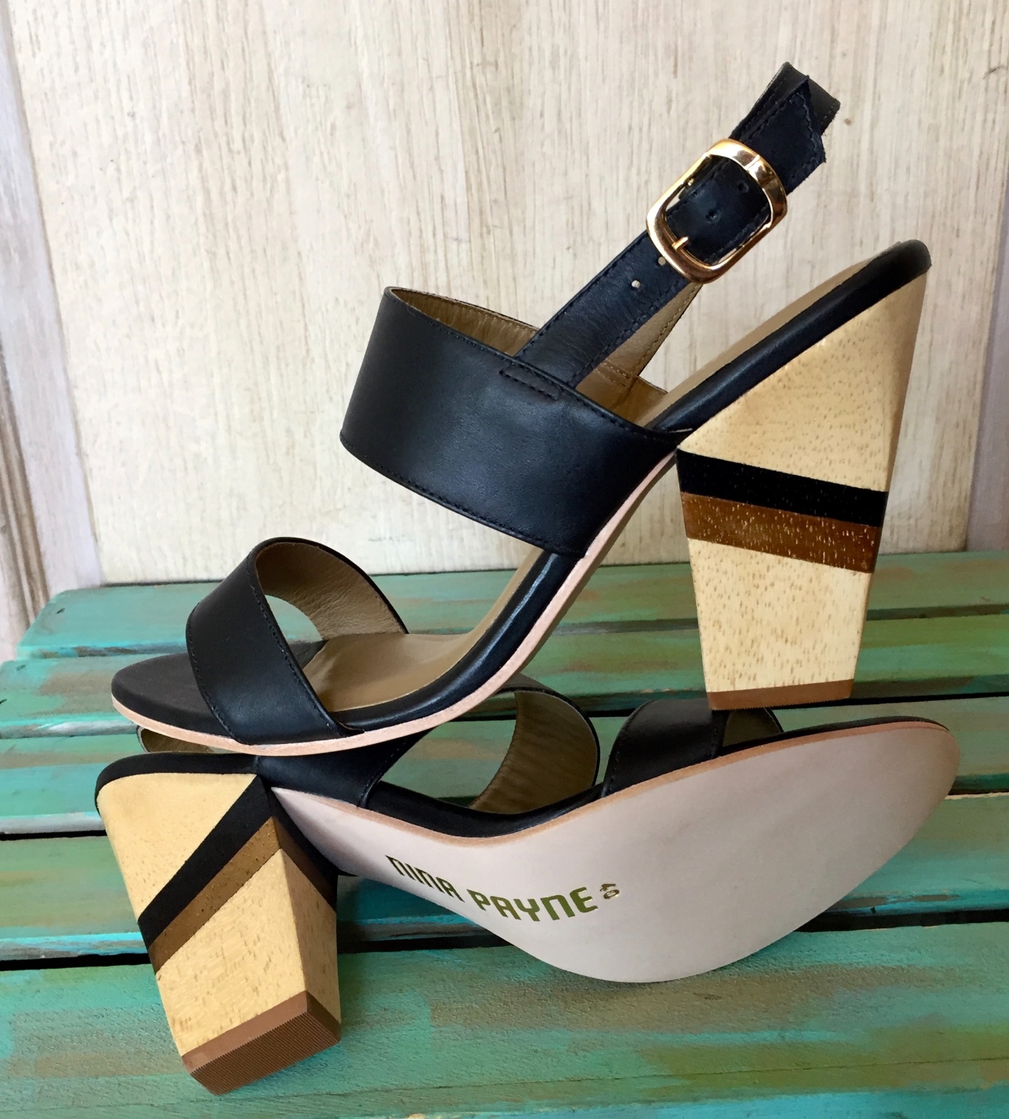 Anthropologie Nina Payne Елена Сандалии с ремешками на пятке, черный деревянный каблук с ремешками, 40 NIB