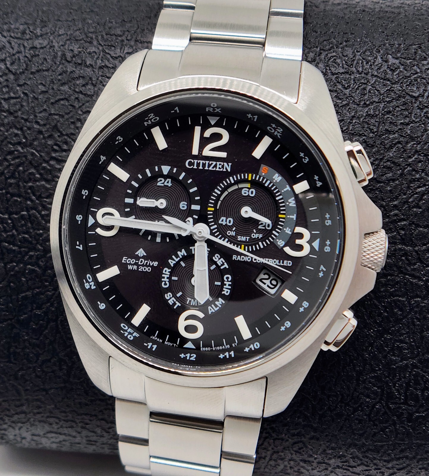 Pre-owned Citizen World Time Radio Controlled Men's Watch Stainless Steel Cb5921-59e