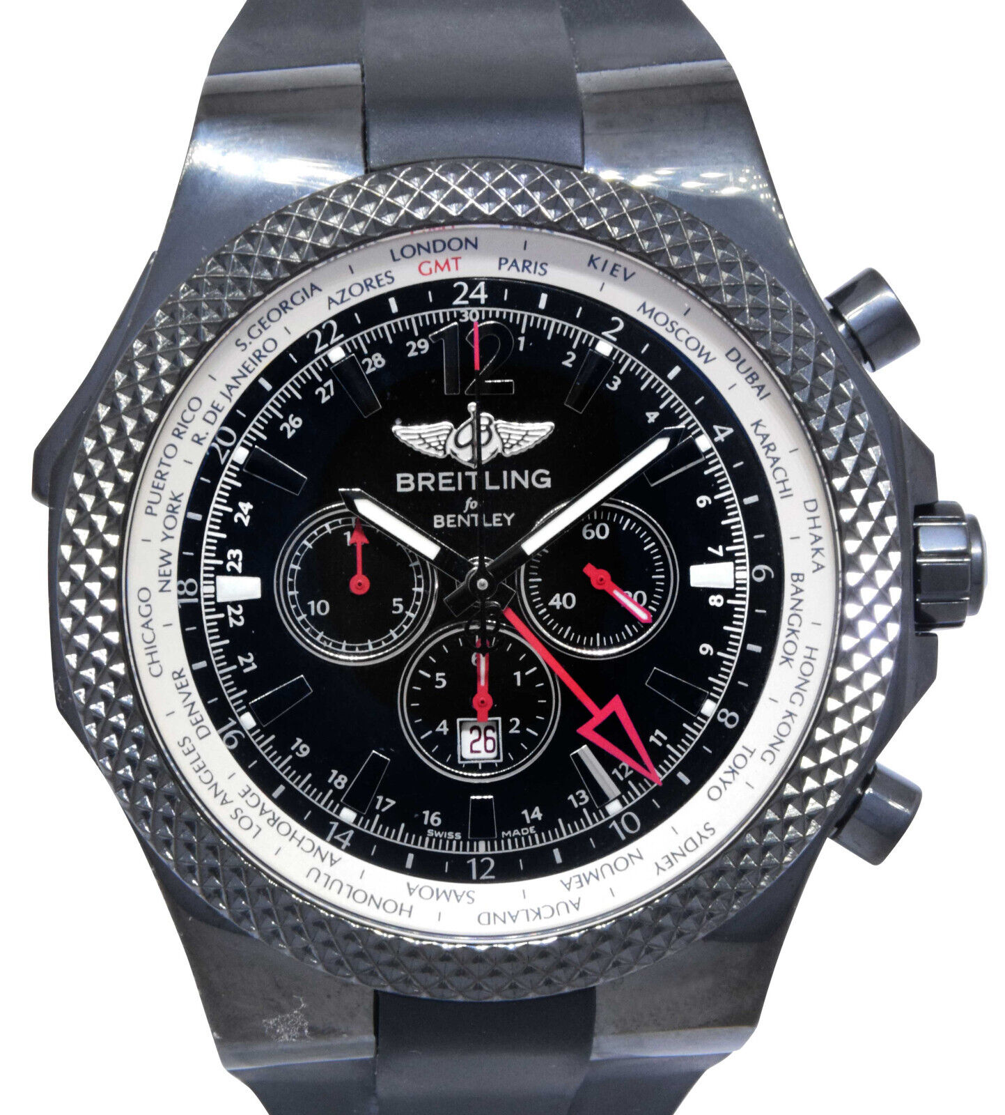 Breitling Bentley GMT Midnight Carbon Black Steel Mens Watch Breitling Bentley GMT Midnight Carbon Black Steel Mens Watch