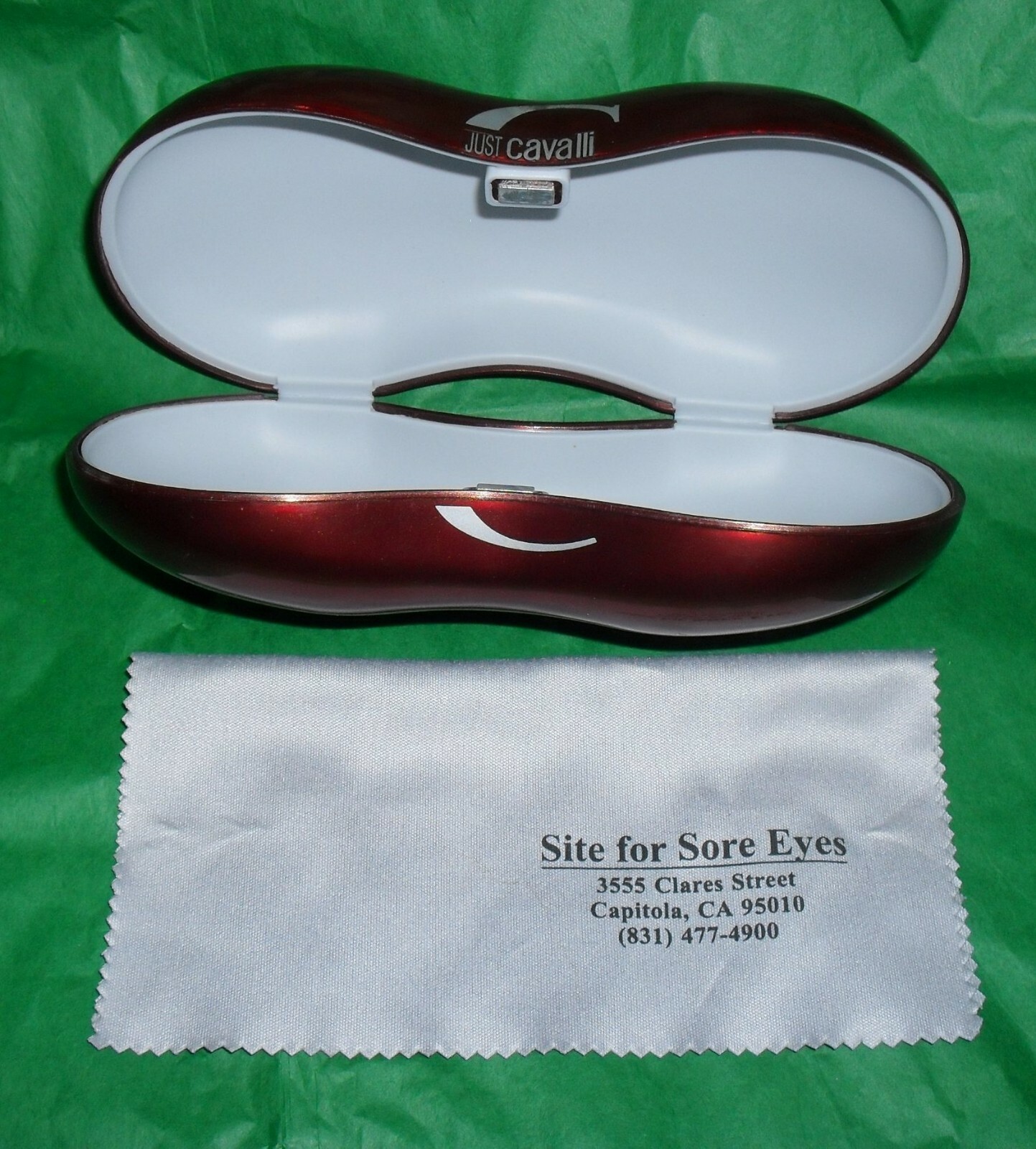 Just Cavalli Orange Brown Hard Clamshell Magnetic Case For Sunglasses + Cloth