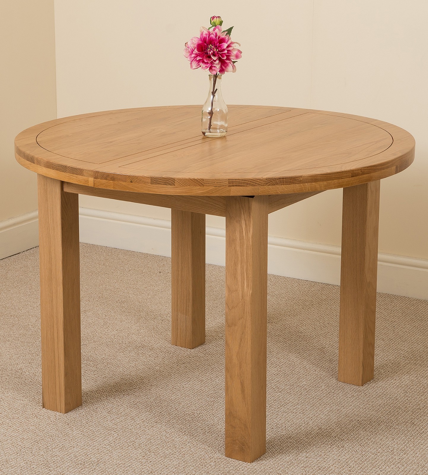 Edmonton 110 - 140 cm Extendable Oak Dining Table w/ 4 or 6 Lola