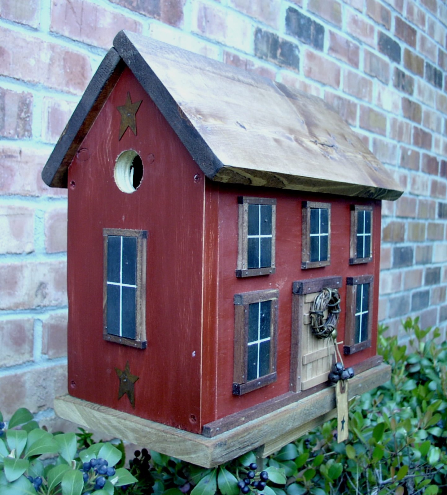 Primitive Folk Art Farmhouse Rustic Handmade  Birdhouse