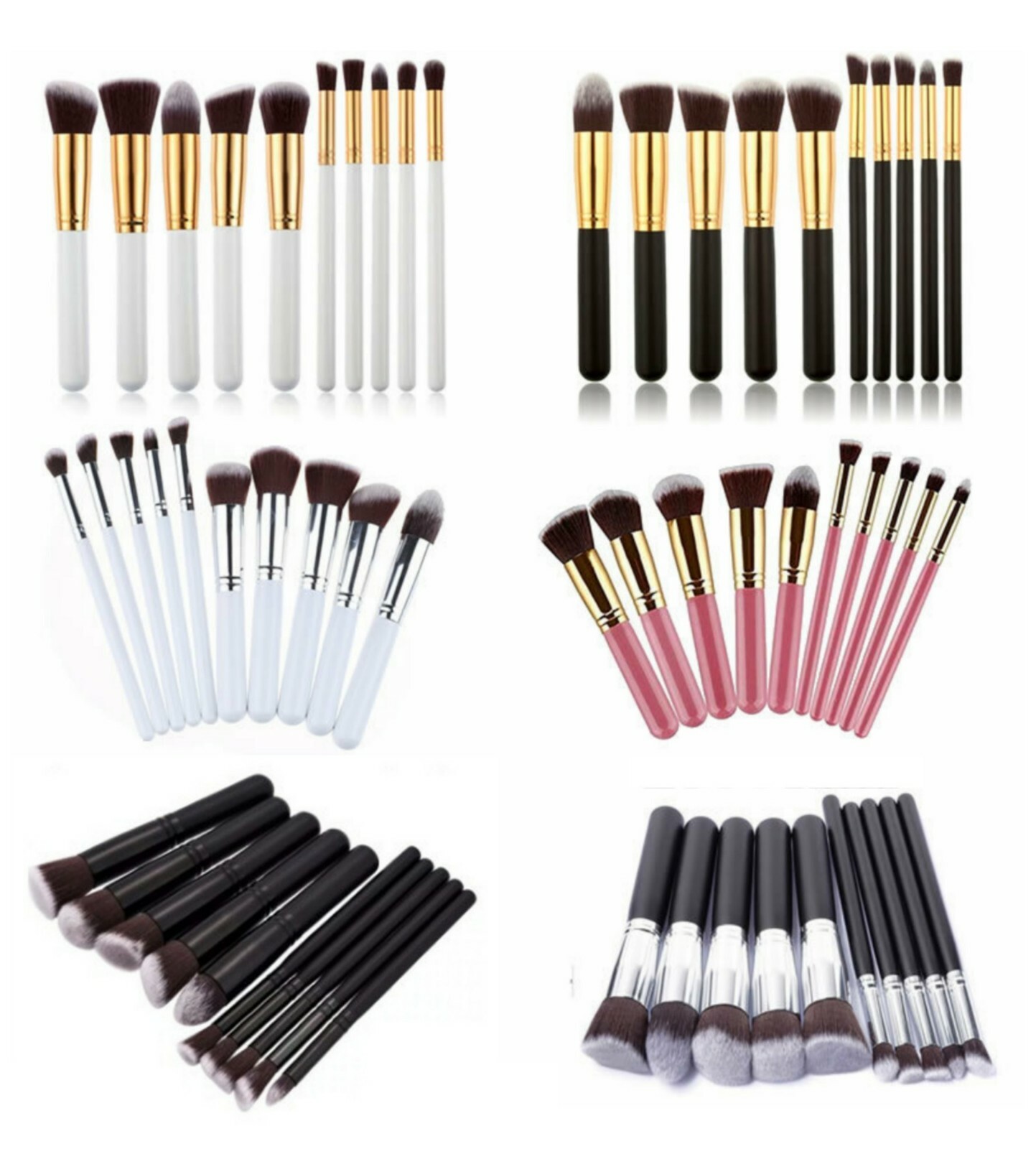 10tlg Kosmetik Makeup Schminkpinsel Pinselset Bürsten Professionell Blush Kontur