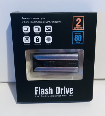 4 in 1 Multi-Function USB Memory Stick Flash Drive Storage 256GB iPhone/Android